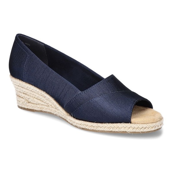 Easy Street Navy Espadrille Wedges - Picture 1 of 6
